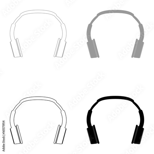 Headphones   the black and grey color set icon .