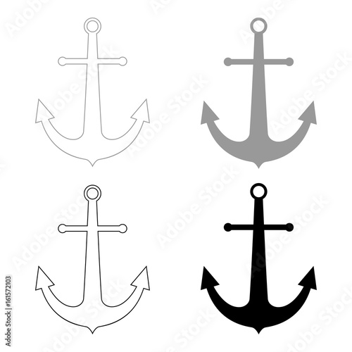 Marine anchor   the black and grey color set icon .