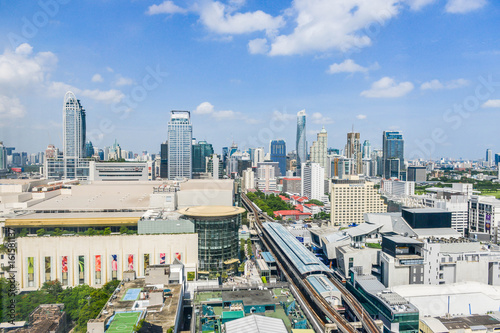 June 2017 at Bangkok Thailand - Cityscape of high view Siam area and people walking at the front of Siam Paragon in Bangkok Thailand