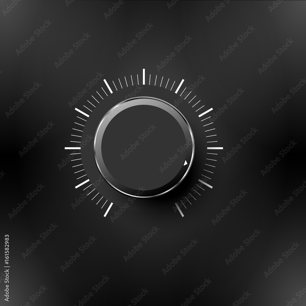Volume button, sound control, music knob with texture and scale Volume button, sound control, music knob with texture and scale