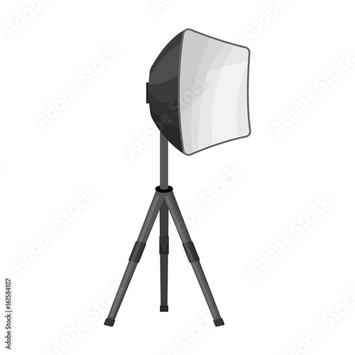 Lighting device on a tripod.Making movie single icon in monochrome style vector symbol stock illustration web.