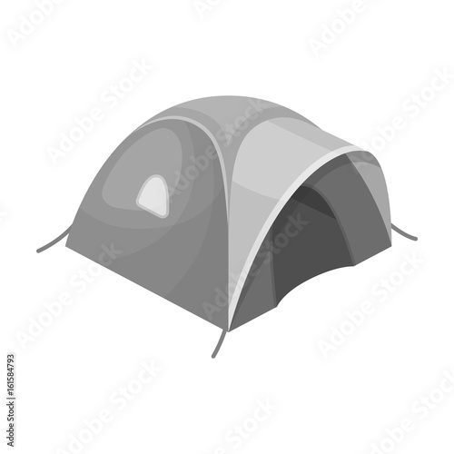 Tent tourist with awning.Tent single icon in monochrome style vector symbol stock illustration web.