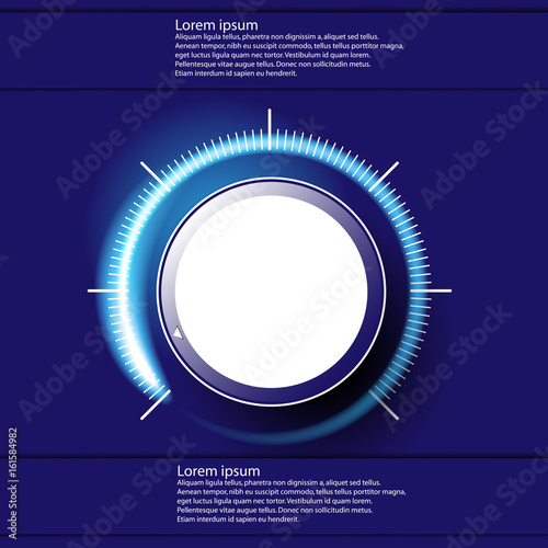 Volume button, sound control, music knob with texture and scale
