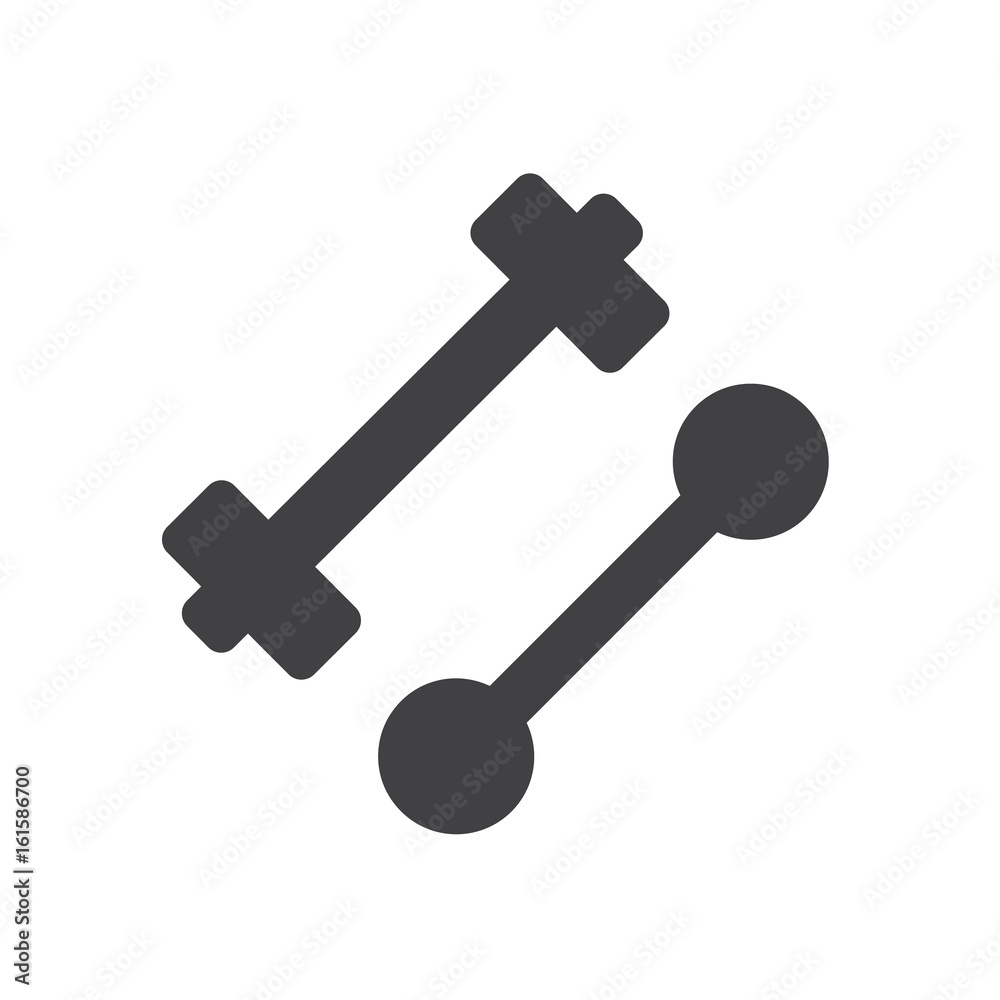 Gym dumbbell icon, filled flat sign, solid glyph pictogram, vector illustration Gym dumbbell icon, filled flat sign, solid glyph pictogram, vector illustration