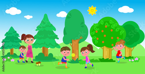 Kids playing in nature