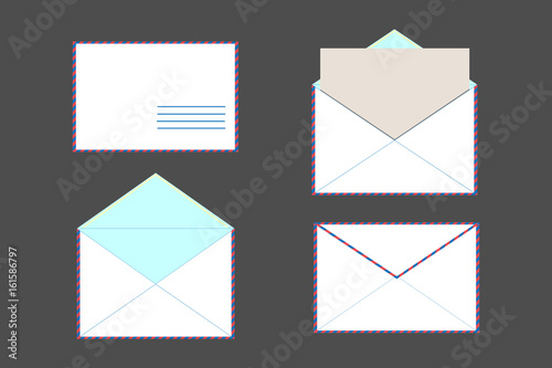 A postal envelope, a letter. Closed open.Vector illustration.