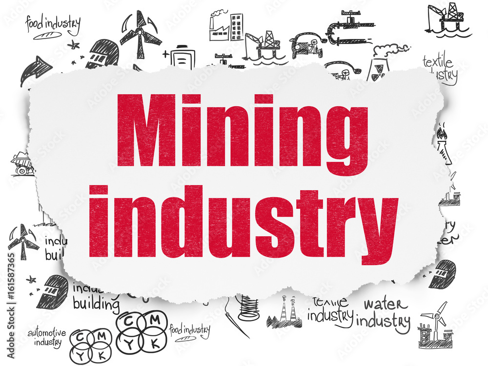 Fototapeta premium Manufacuring concept: Mining Industry on Torn Paper background