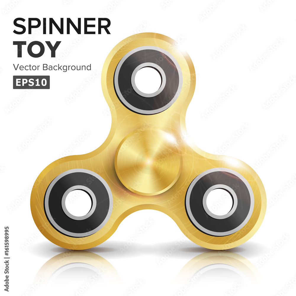 Fidget Hand Spinner Toy Vector. Realistic Gold Fidget Toy For Increased  Focus, Stress Relief. Golden Metallic. Popular Toy For Stress Relief.  Isolated On White. Vector Illustration. Stock Vector | Adobe Stock