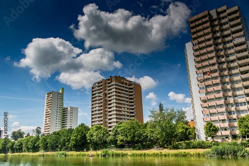 Skyscraper at the main-danube channel near at the city of Erlangen in Bavaria photo