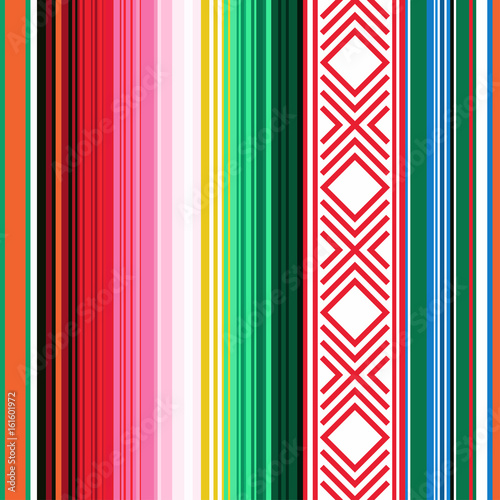 Mexican seamless pattern. Striped texture with ornament for plaid, blanket, carpet . Background for decoration
