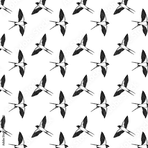 Pattern with swallows in flight