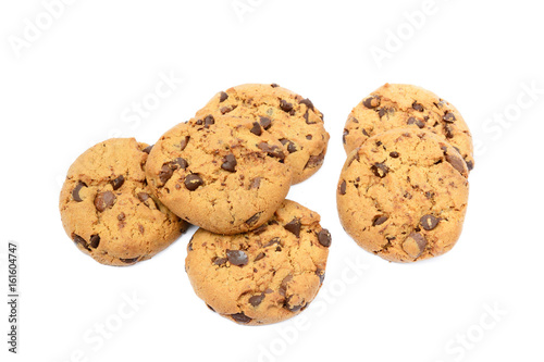 Tasty biscuits with chocolate isolated on a white background