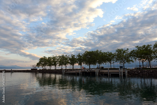 Lake Geneva promenade in Lausanne, Switzerland