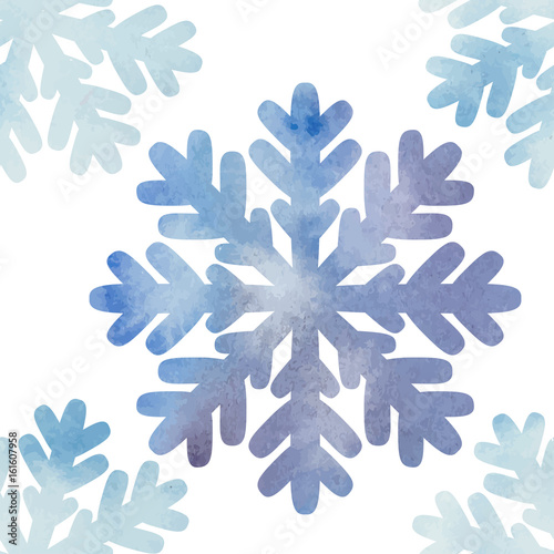 watercolor snowflakes seamless vector pattern