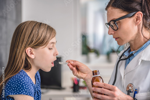 Sick girl receiving treatment