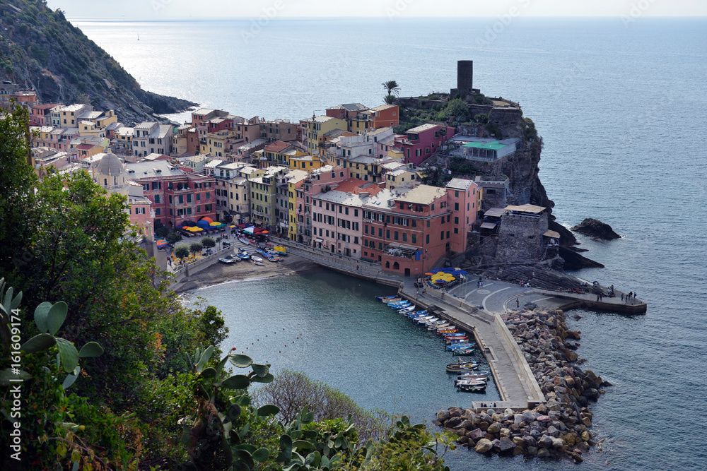 Aerial view of Vernazza fishing , Cinque Terre National Park, Liguria, Italy.