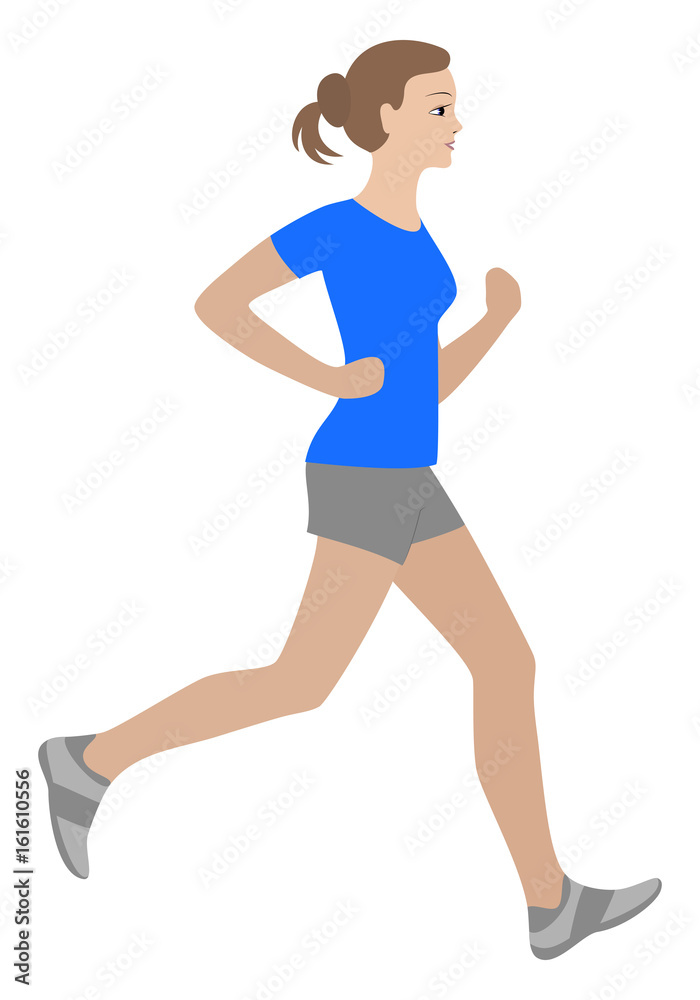 Running girl vector illustration isolated, run woman. Running girl vector illustration isolated, run woman.