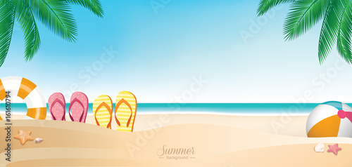 Colorful summer vacation beach banner background