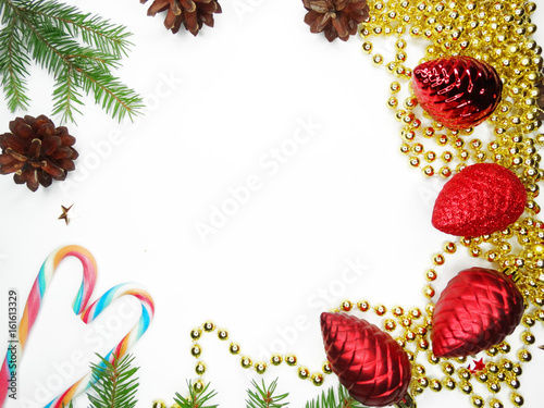 christmas decoration composition with fir branches garland lights