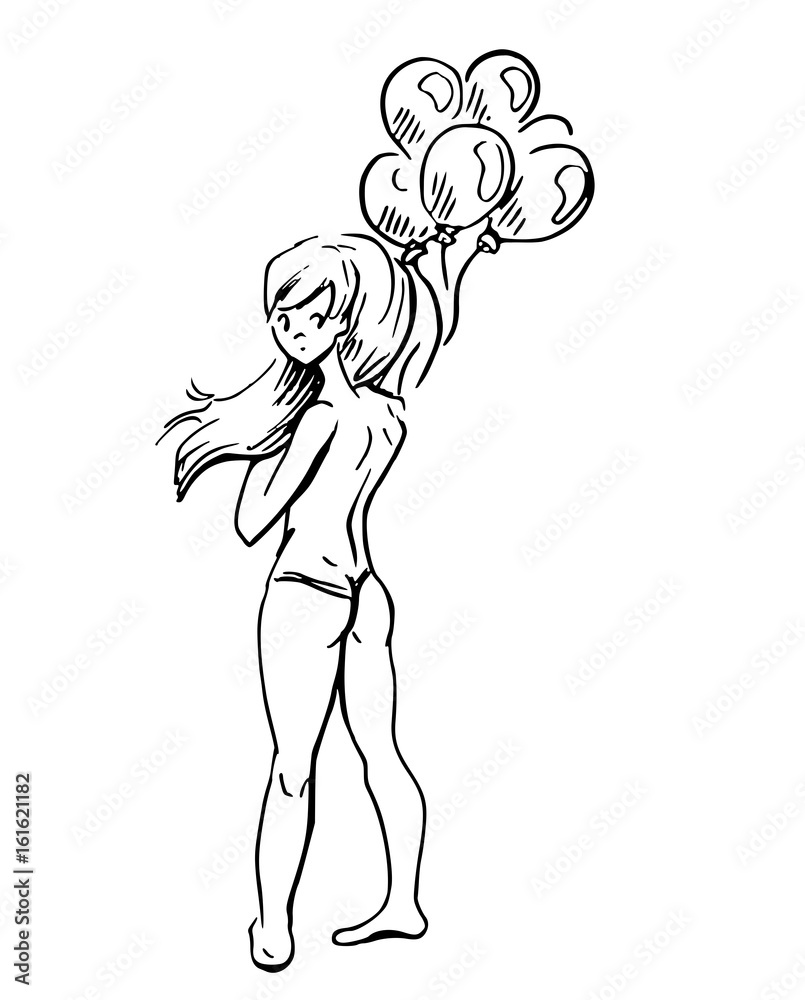 Jonge vrouw met ballonnen