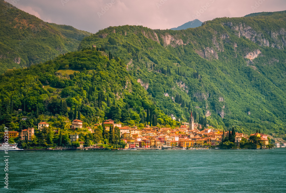 Town of Varenna town at Lake como,Italy. scenic landscapes of Lago di Como - Cadenabbia, Italy