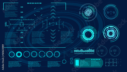 Futuristic virtual graphic touch user interface, HUD