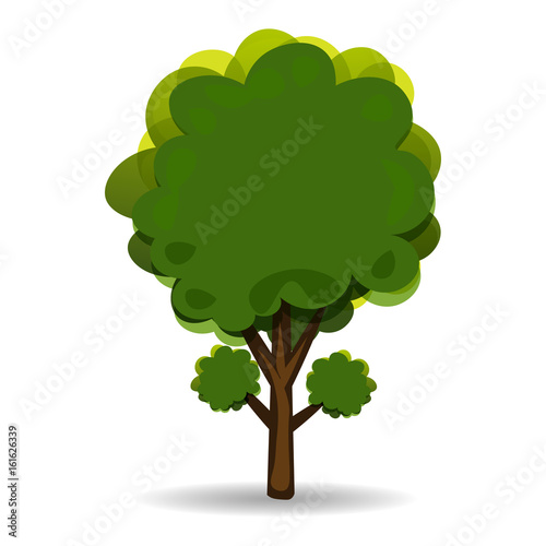 Green abstract tree for advertising and announcements. Isolated on white background. illustration