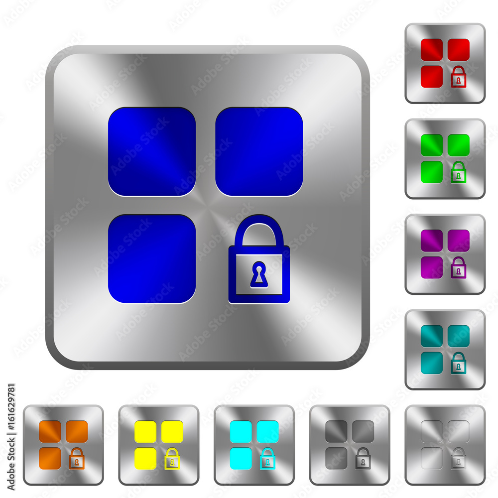 Lock component rounded square steel buttons Lock component rounded square steel buttons