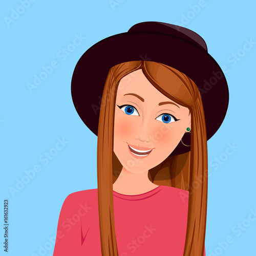 Young girl in a hat.