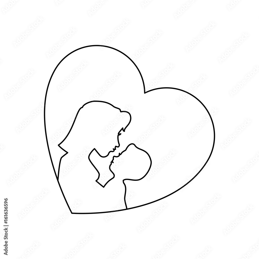 heart with mother and baby icon over white background vector illustration heart with mother and baby icon over white background vector illustration