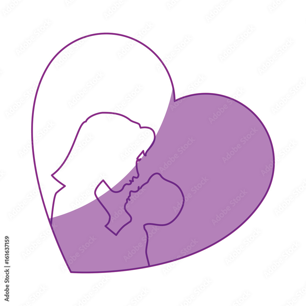 heart with mother and baby icon over white background vector illustration