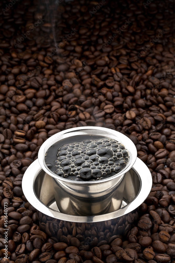 Black coffee with beans Black coffee with beans