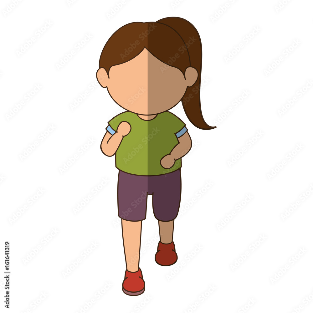 Girl running cartoon icon vector illustration graphic design
