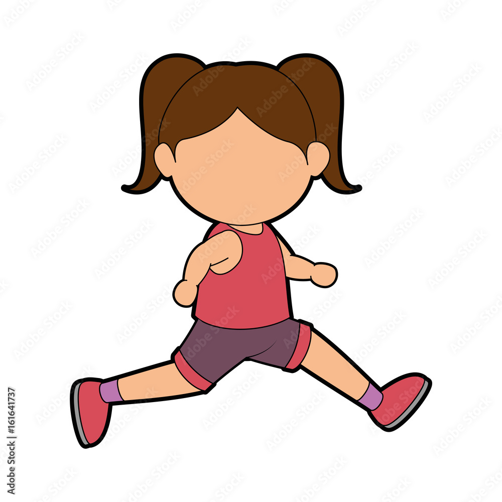 Girl running cartoon icon vector graphic illustration Girl running cartoon icon vector graphic illustration