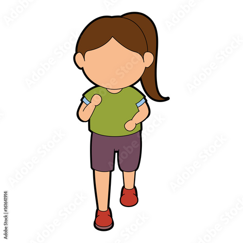 Girl running cartoon icon vector graphic illustration