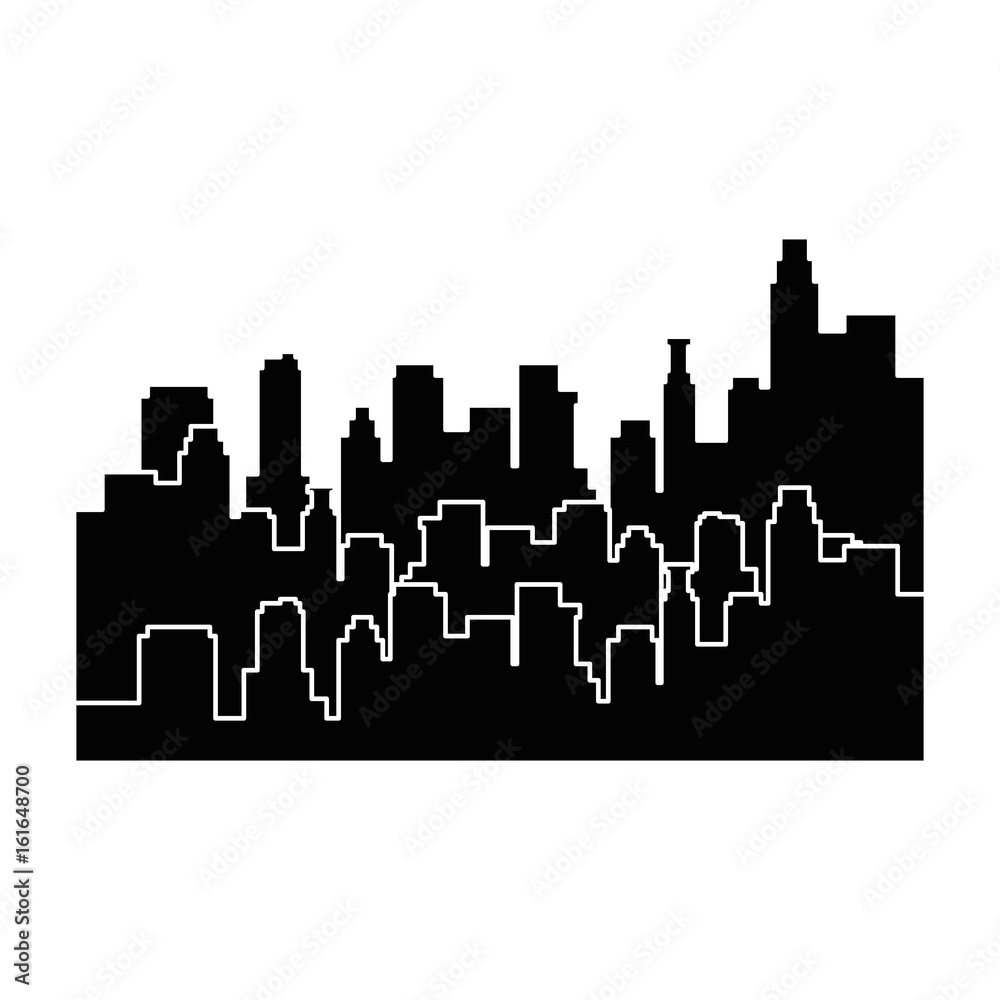 city view silhouette icon vector graphic illustration