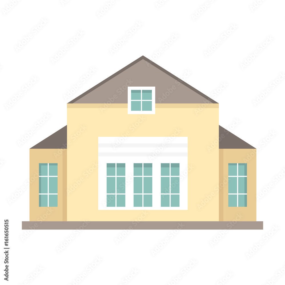Cottage and assorted real estate building icon. Residential house cartoon style