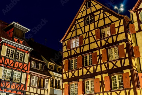 Panorama of the colorful town of France in the Alsace region Colmar