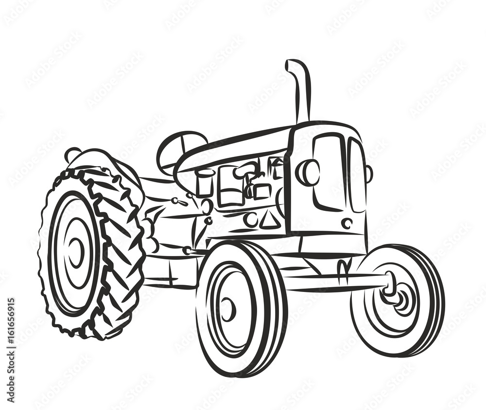 Sketch of old tractor.
