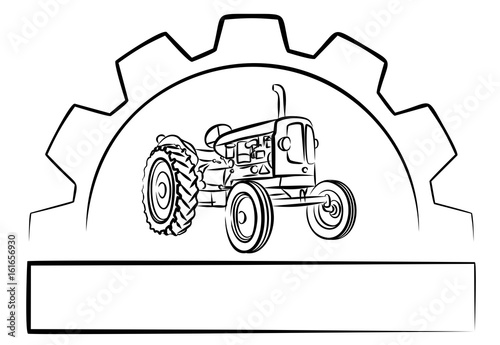 tractor Logo with gear wheel.