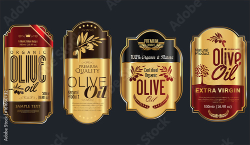 Retro vintage golden olive oil background collection