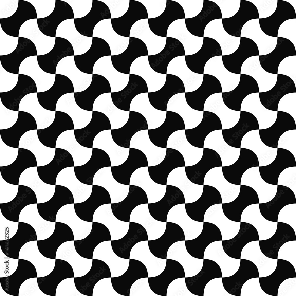 Seamless black and white curved shape pattern Seamless black and white curved shape pattern