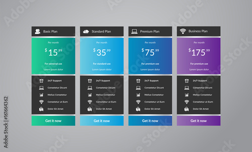 Pricing Tables Web Template Vectorial Design photo