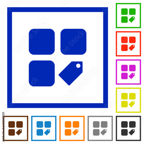 Tag component flat framed icons
