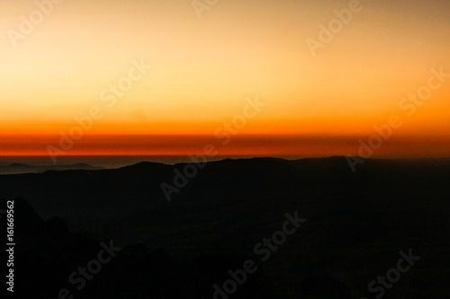 red and yelow sunset on the montains, Africa