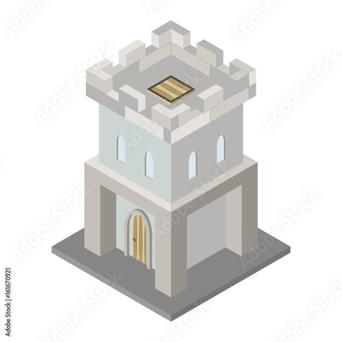 Vector isometric icon of the fortress tower.