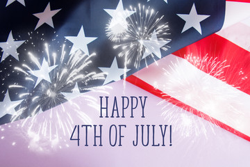 Happy fourth of july against usa flag. Happy independence day card 