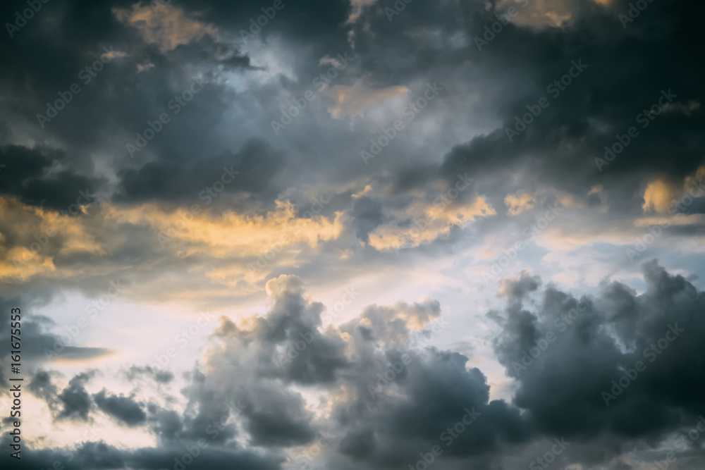 Sunset with dramatic storm clouds