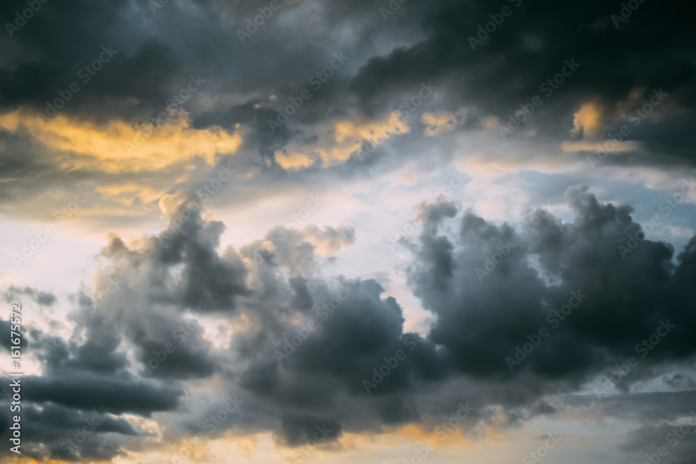 Sunset with dramatic storm clouds