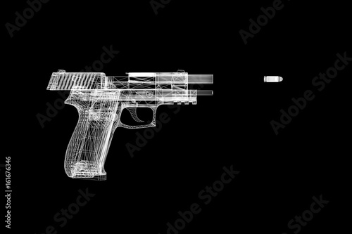 Pistol Gun 3d Illustration on the white background.